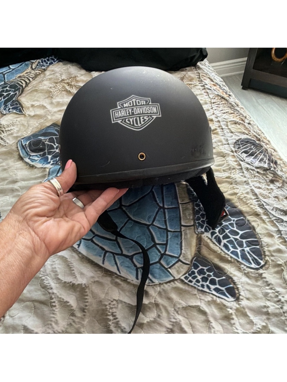 Harley-Davidson Black Open-Face Half Helmet with Logo